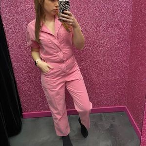 Pistola Pink Grover Denim Jumpsuit Dollskill Med
